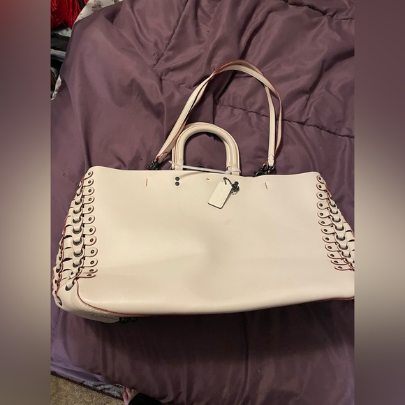 Coach OffWhite Genuine Glovetanned Leather Rogue Tote With Coach Link Detail - Picture 15 of 16